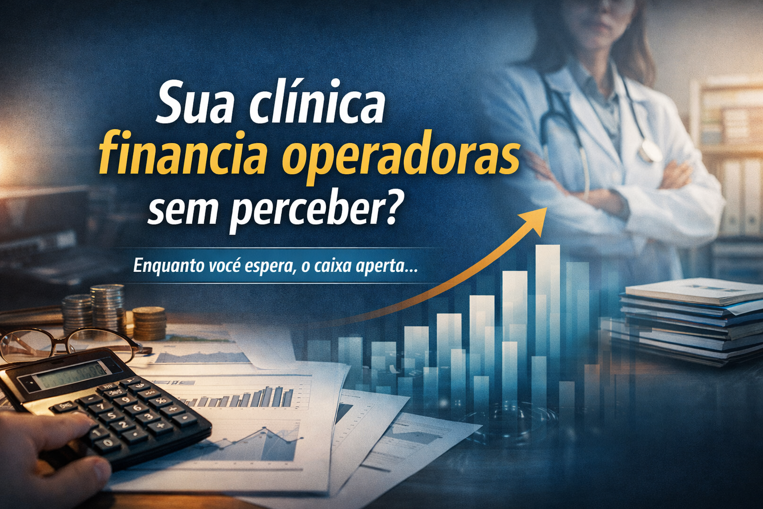 Clínica analisando prazos de recebimento de convênios e impacto no fluxo de caixa financeiro