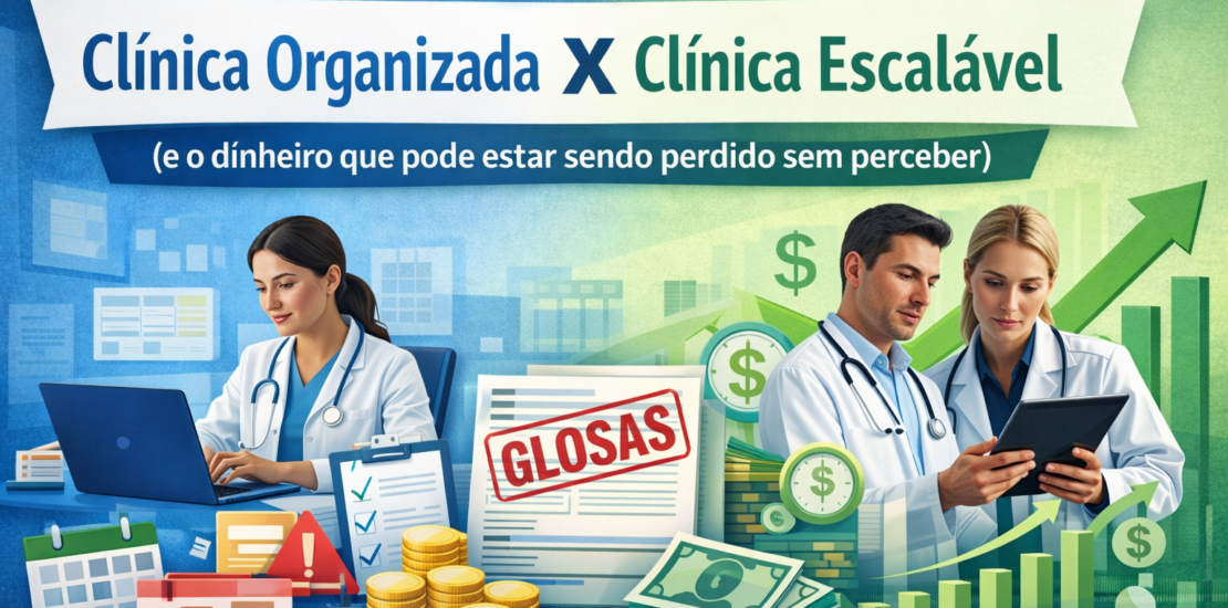 Diferença entre clínica organizada e clínica escalável na gestão financeira