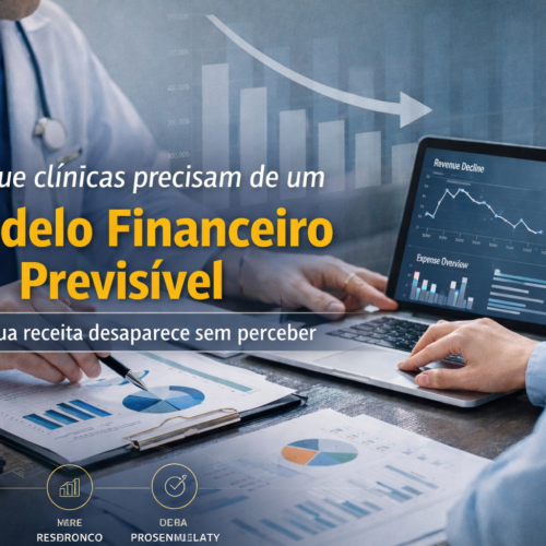 Gestão financeira previsível em clínica médica analisando indicadores de receita e glosas